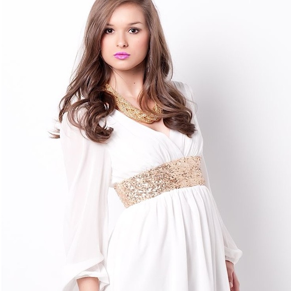 Rickety Rack Dresses & Skirts - RICKETY RACK #52 White Gold Sequin Holiday Party Dress MEDIUM